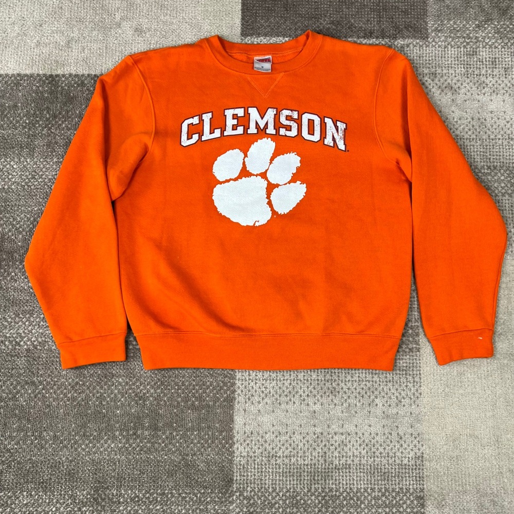 Soffe Clemson Tigers‎ Mens Medium Orange Crewneck Sweatshirt Paw Print NCAA